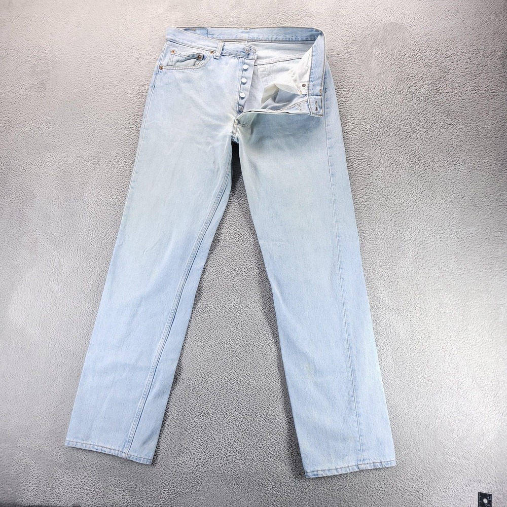 VTG Levis 501 Jeans Mens 34x34 Blue Straight Light Wash Made In USA 80s